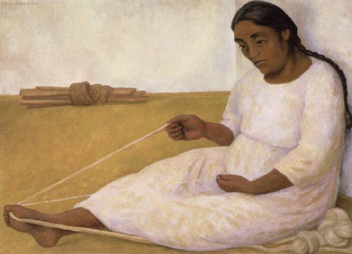 Diego Rivera indian spinning oil painting image